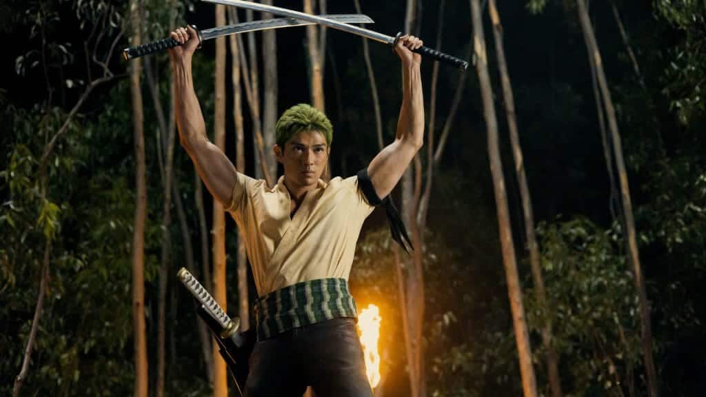 Zoro's first appearance in the Netflix show is a completely original scene - its events are just an offhanded comment in the anime.