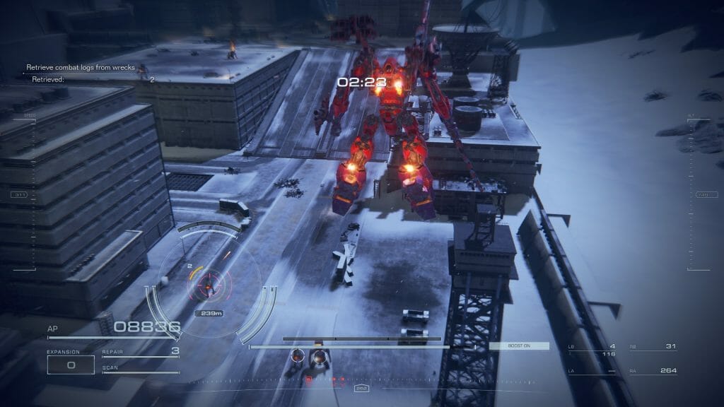 Armored Core flying through the air from Armored Core 6