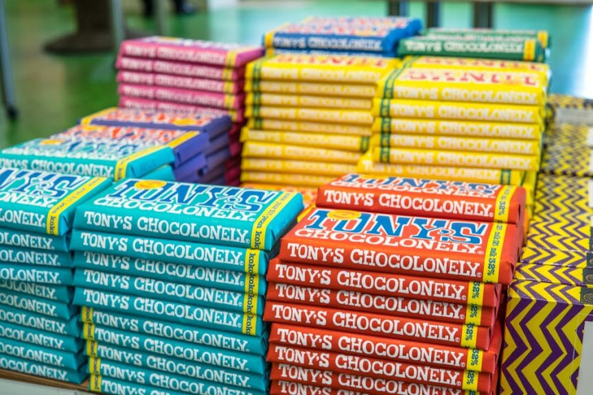 An image of Tony's Chocolonely chocolate.