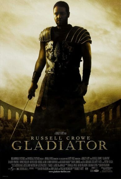 The Film Poster For 2000s "Gladiator," starring Russell Crowe. Credit: Gladiator/Universal Pictures
