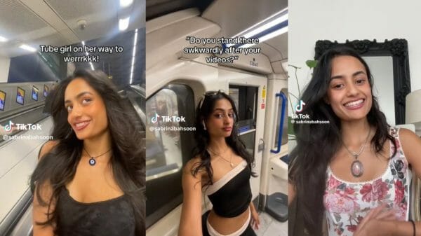 Screenshots of Tube Girl from her TikTok.