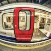 Image of London tube taken with a fish-eye lens.