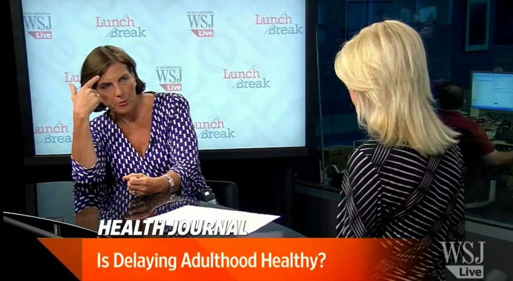 An image of The Wall Street Journal health columnist Melinda Beck discussing the delaying of adulthood.