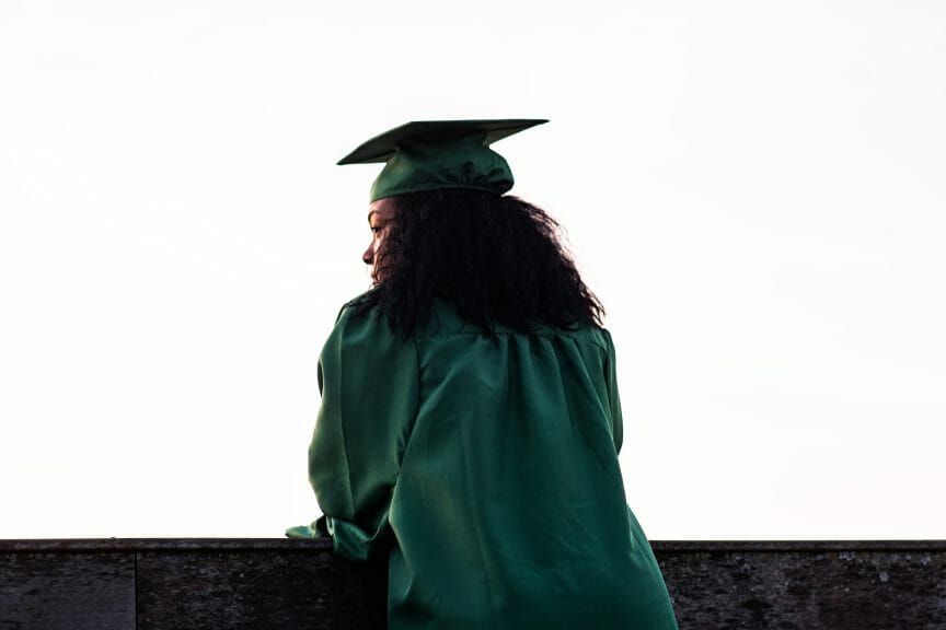 A student graduating as a result from manifestation.