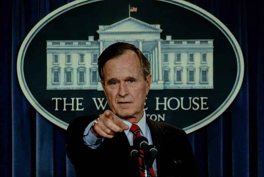 George W bush pointing his finger at the camera. Virginia, history wars, education, school debate