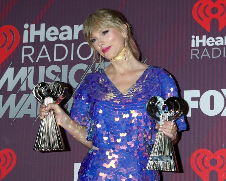 Taylor Swift with two iHeart Radio awards