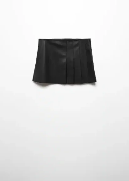 Wardrobe Essentials - Bottoms - Skirt - MANGO - Leather-Effect Pleated Mini Skirt