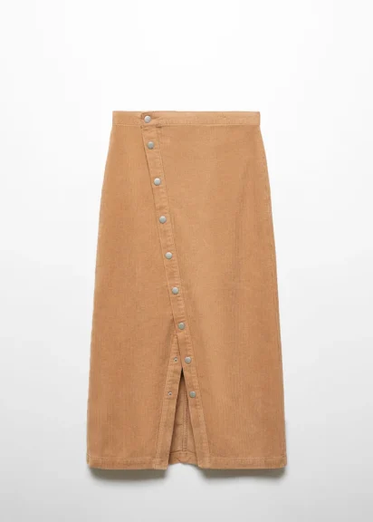 Wardrobe Essentials - Bottoms - Skirt - MANGO - Buttoned Corduroy Skirt