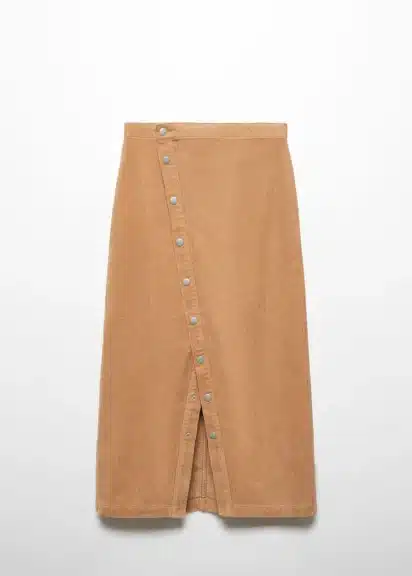 Wardrobe Essentials - Bottoms - Skirt - MANGO - Buttoned Corduroy Skirt