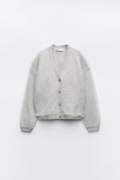 Wardrobe Essentials - Cardigan - ZARA - Mixed Tulle Knit Cardigan