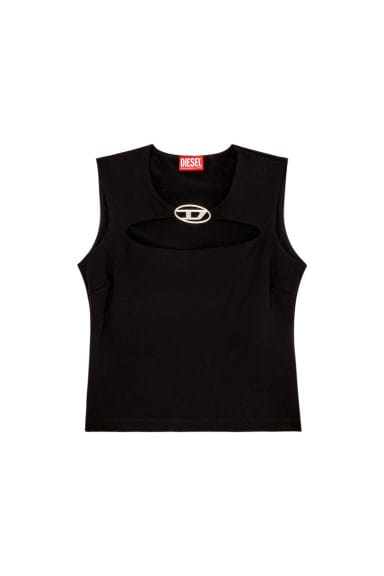 Wardrobe Essentials - Tops - Diesel - Milano-Knit Top with Metal Oval D Plaque
