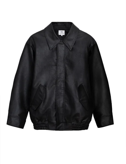 Wardrobe Essentials - Outerwear - Leather Jacket - Pixie Market - Nash Oversized Leather Bomber Jacket