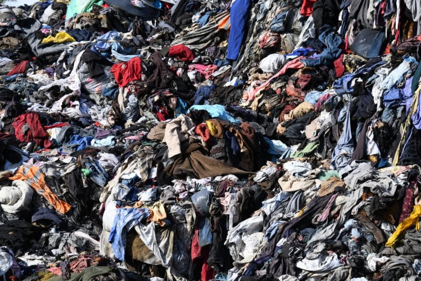 Landfill image of clothing waste