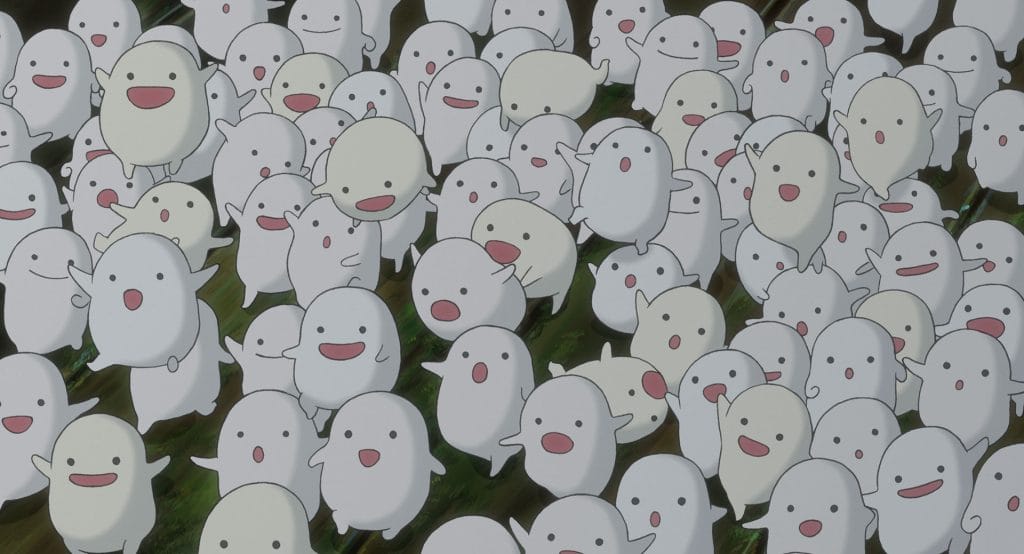 Image of small ghost-like creatures from The Boy and the Heron.