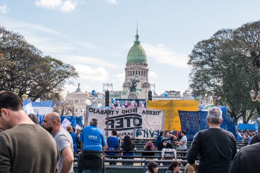 Demonstration for Massa outside of Congress in Argentina.