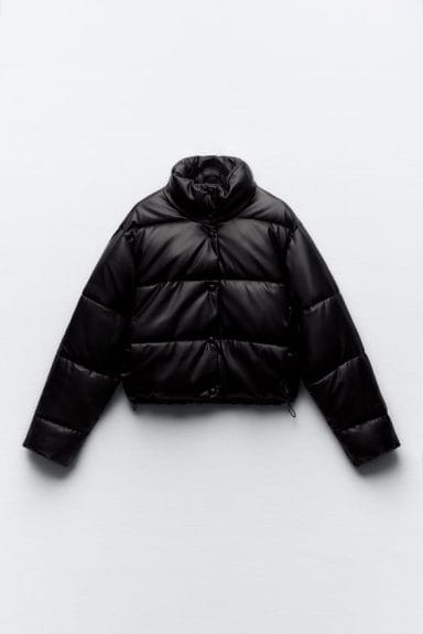 Christmas Gifts - Fashion - ZARA - Faux Leather Puffer Jacket - Black