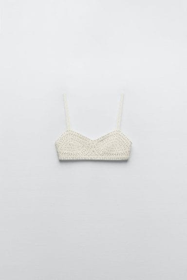 70s Fashion - ZARA Crocheted Bralette - Ecru