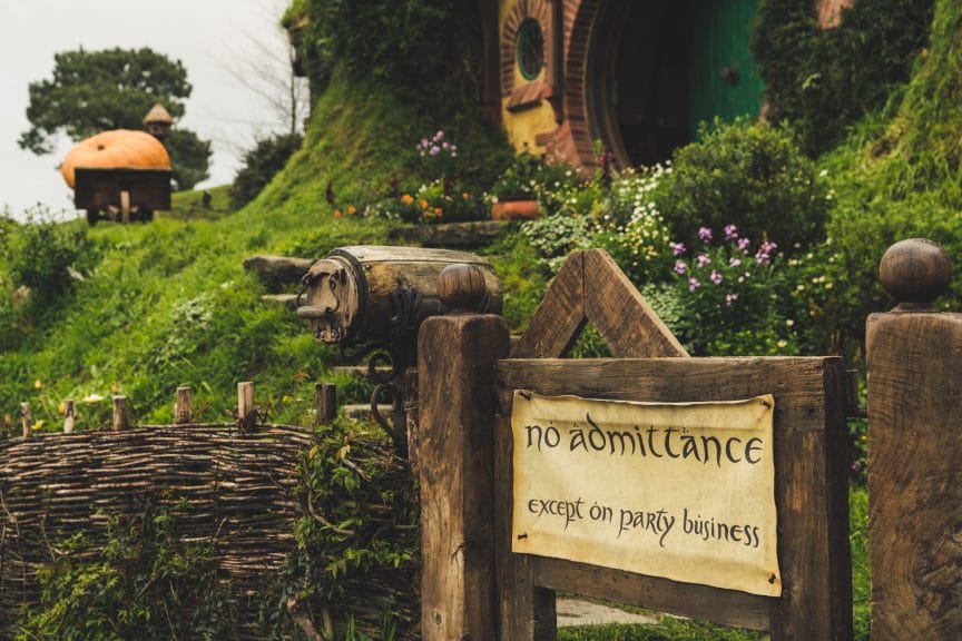 A no-entry sign in the shire.