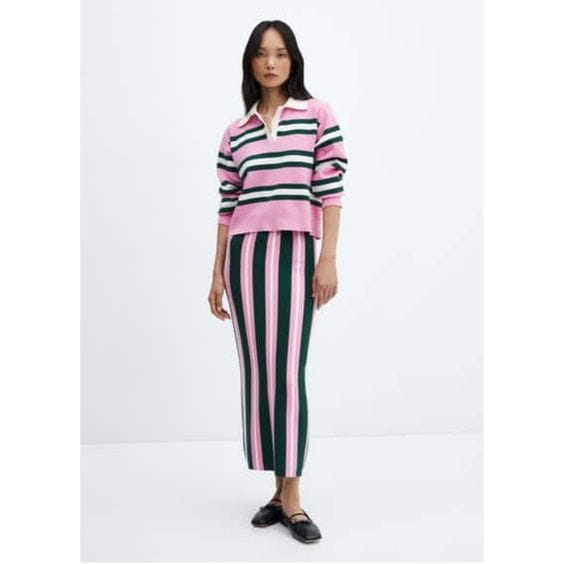 Girl Wearing Striped Pink Outfit