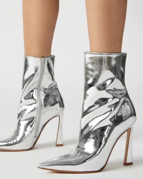Silver Chrome Heeled Boots