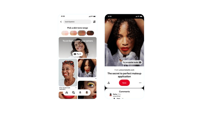 Pinterest explore page containing multiple image pins and search filter categories.