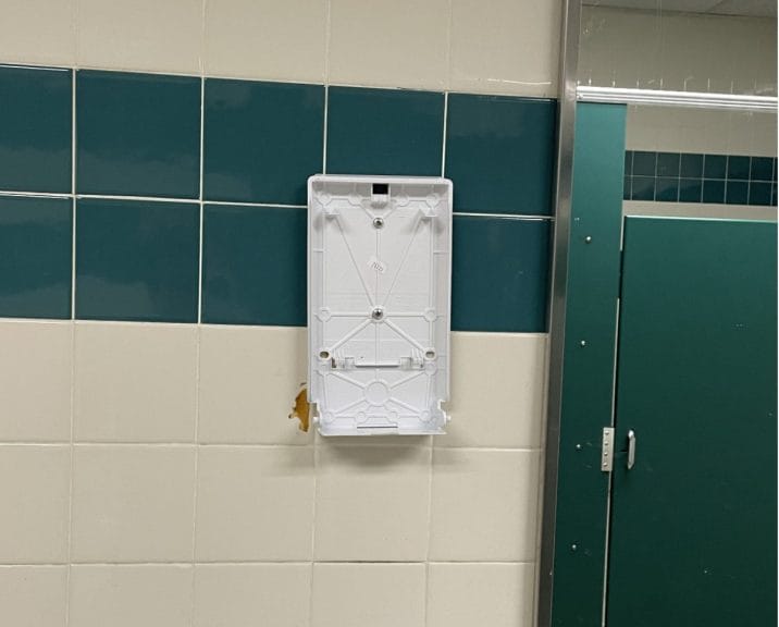 Missing soap dispenser at a Texas public school