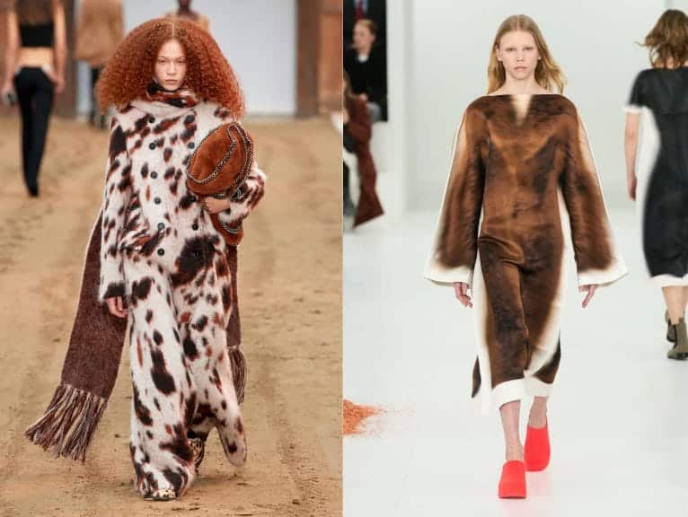 stella mccartney and loewe fur and cowhide