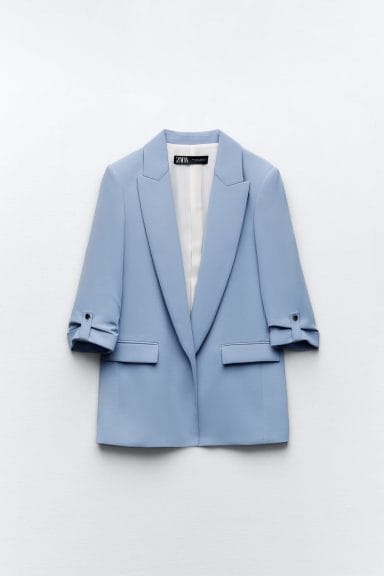 Blue Blazer with rolled sleeves for a trendy outfit