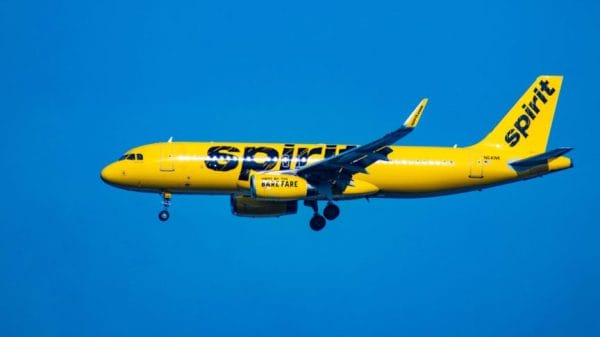 Spirit Airlines landing in Orlando International Airport. Image: VIAVAL TOURS/Shutterstock