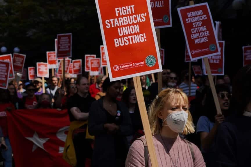 Starbucks union busting protest.