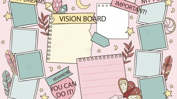An image of an outlined vision board.
