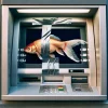 Fish taped to the screen of an ATM machine using duck tape.