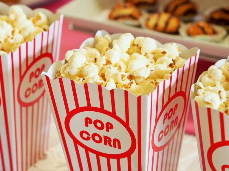 A stock photo of movie theatre popcorn.