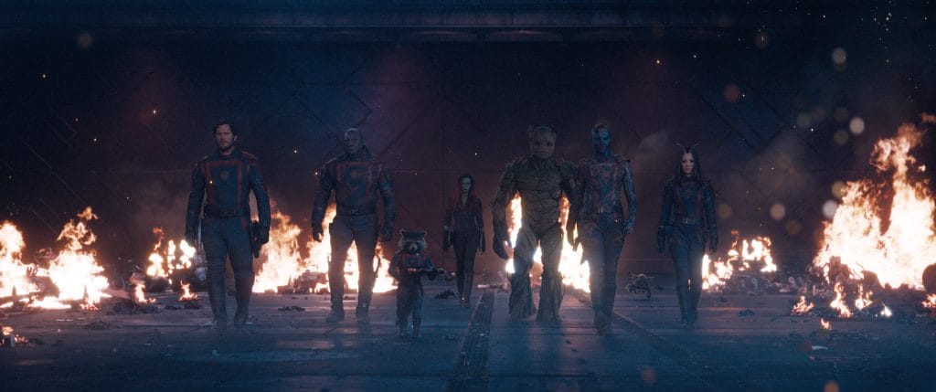 The Guardians of the Galaxy march into battle.