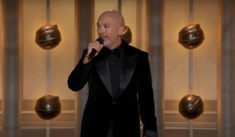 Jo Koy delivering his monologue at the Golden Globes.
