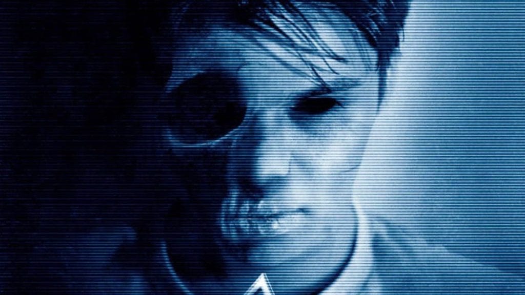Promotional still for Paranormal Activity: The Marked Ones. It features a man where half of his face is a skull.