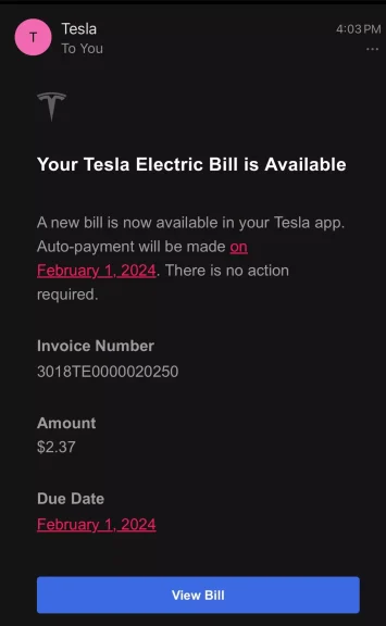 Tesla electric bill