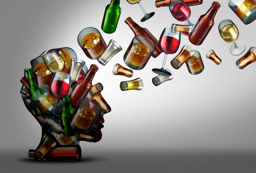 Image shows alcohol coming out of a head, illustrating the dangers of alcohol.
