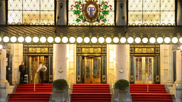 The entrance of The Plaza Hotel, New York.