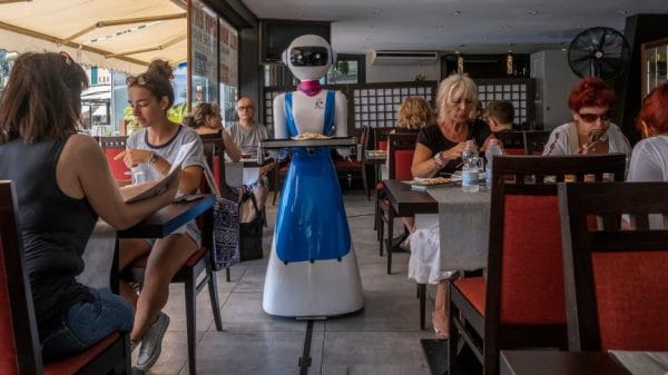 Robot serving in an automated AI restaurant