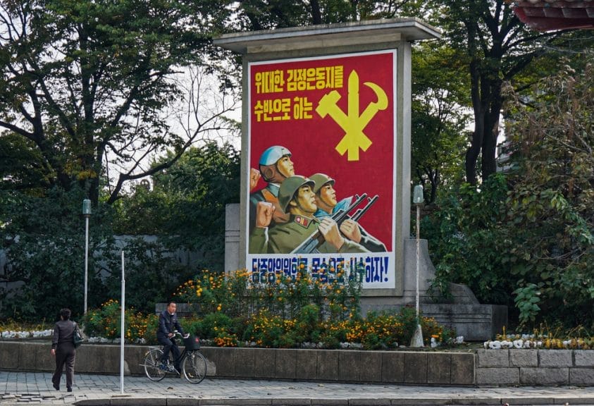 propaganda poster seen on the street