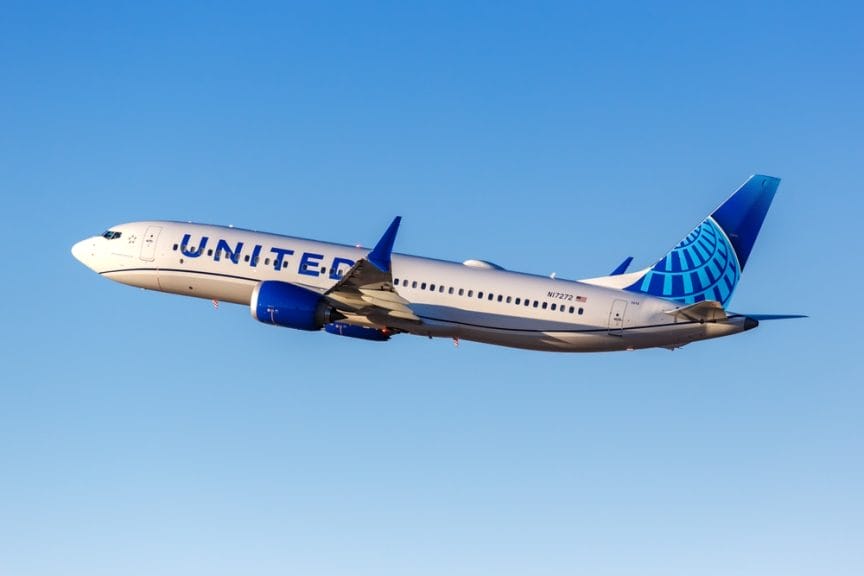 Images shows a United Airlines Boeing 737 aircraft.