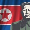 animation of Kim Jong un infant of a North Korean flag