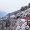 Switzerland's famous tourist train, the Glacier Express in winter