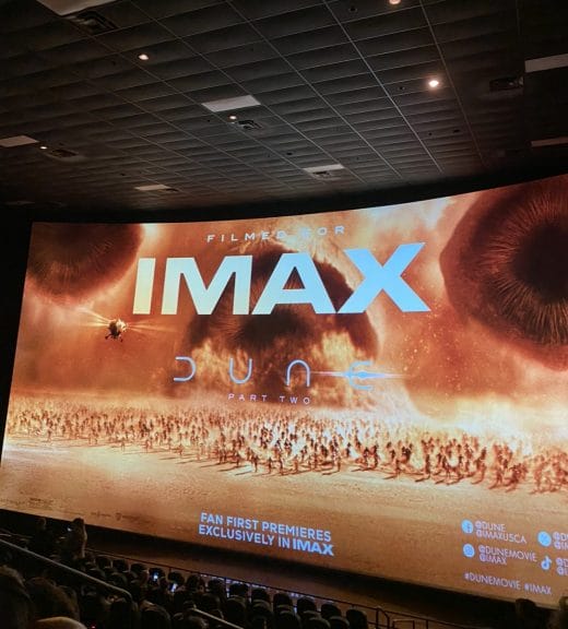The opening screen from the Dune Part II (2024) Fan-First early IIMAX screening.