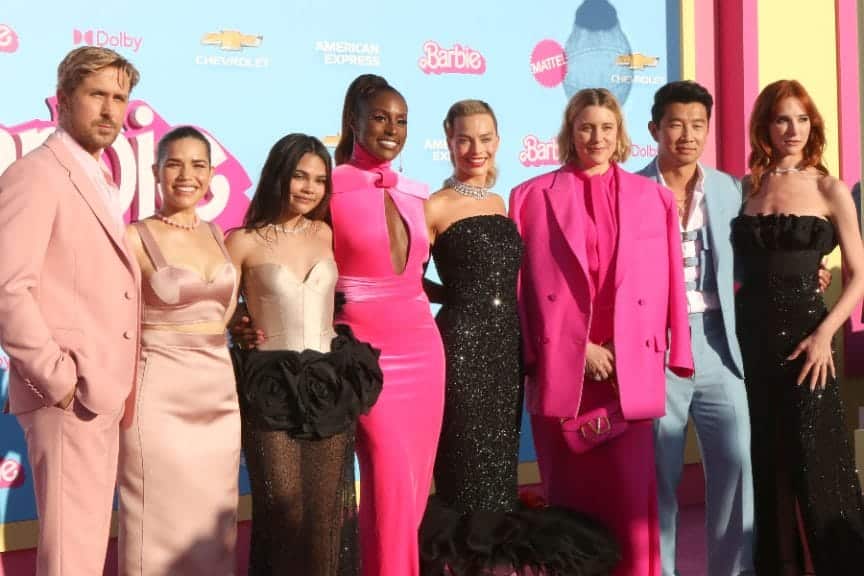 Greta Gerwig and cast at the premiere of Barbie, nominated for eight Oscars.