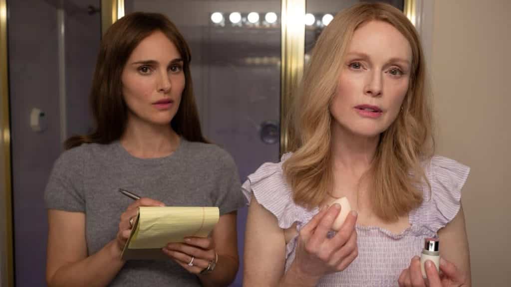 Natalie Portman and Julianne Moore in May December, nominated for one Oscar.