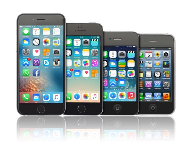 iPhones 3, 4, 5, and 6s.
