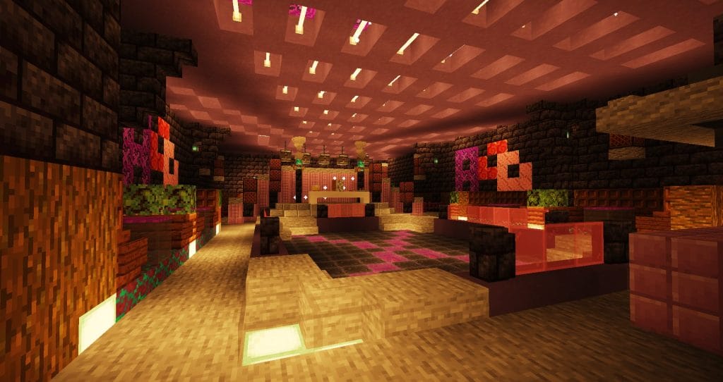 Inside of a building in Minecraft