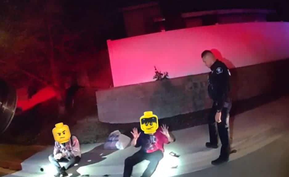 Individuals being covered with Lego heads.